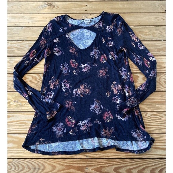Daytrip Keyhole Floral Top Size XL Women’s Black - Picture 1 of 8